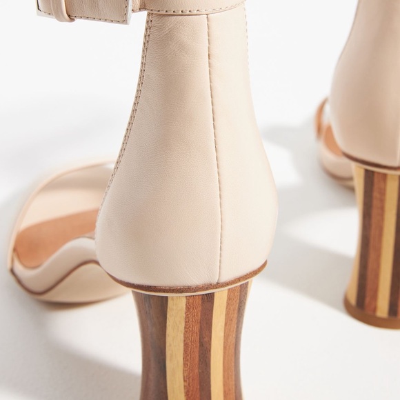ANTHROPOLOGIE JEFFREY CAMPBELL  Striped Heel Sandal Ivory Leather Wooden Heel main image 6